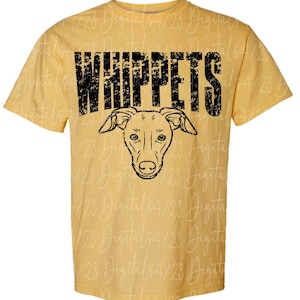Whippets Distressed Black Mascot PNG for T-Shirts
