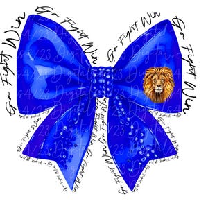 Lions Coquette Bow Blue Mascot PNG Sublimation File