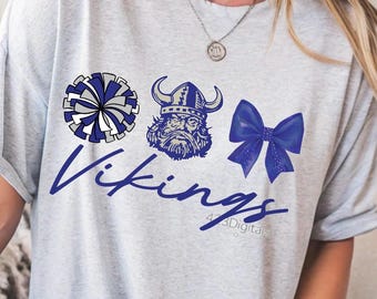 Vikings Royal Blue and Silver Cheer Trio Mascot PNG File For Shirts