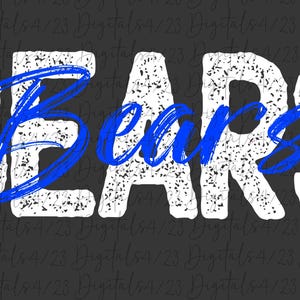 Bears Blue & White Mascot PNG File For Shirts