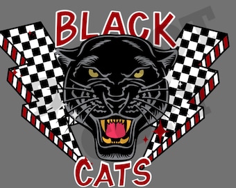 Black Cats Checkered Lightning PNG