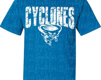 Cyclones Distressed White Mascot PNG for T-Shirts