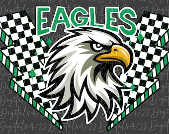 Eagles Green Checkered Lightning Mascot PNG
