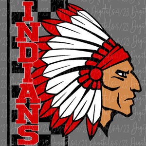 Indians Vertical Mascot PNG File For Shirts