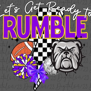 Bulldogs Purple & Gold Cheer and Football Mascot PNG