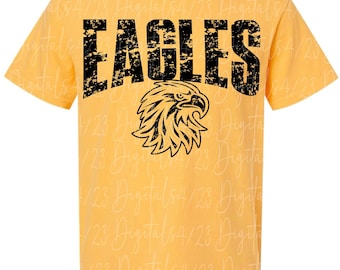 Eagles Distressed Black Mascot PNG for T-Shirts