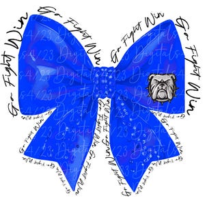 Bulldogs Coquette Bow Blue Mascot PNG Sublimation File