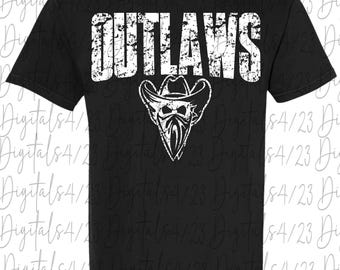 Outlaws Distressed White Mascot PNG for T-Shirts