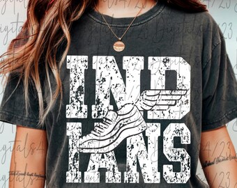 Indians Cross Country Distressed Sport Mascot PNG for Shirts