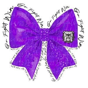 Bulldogs Coquette Bow Purple Mascot PNG Sublimation File