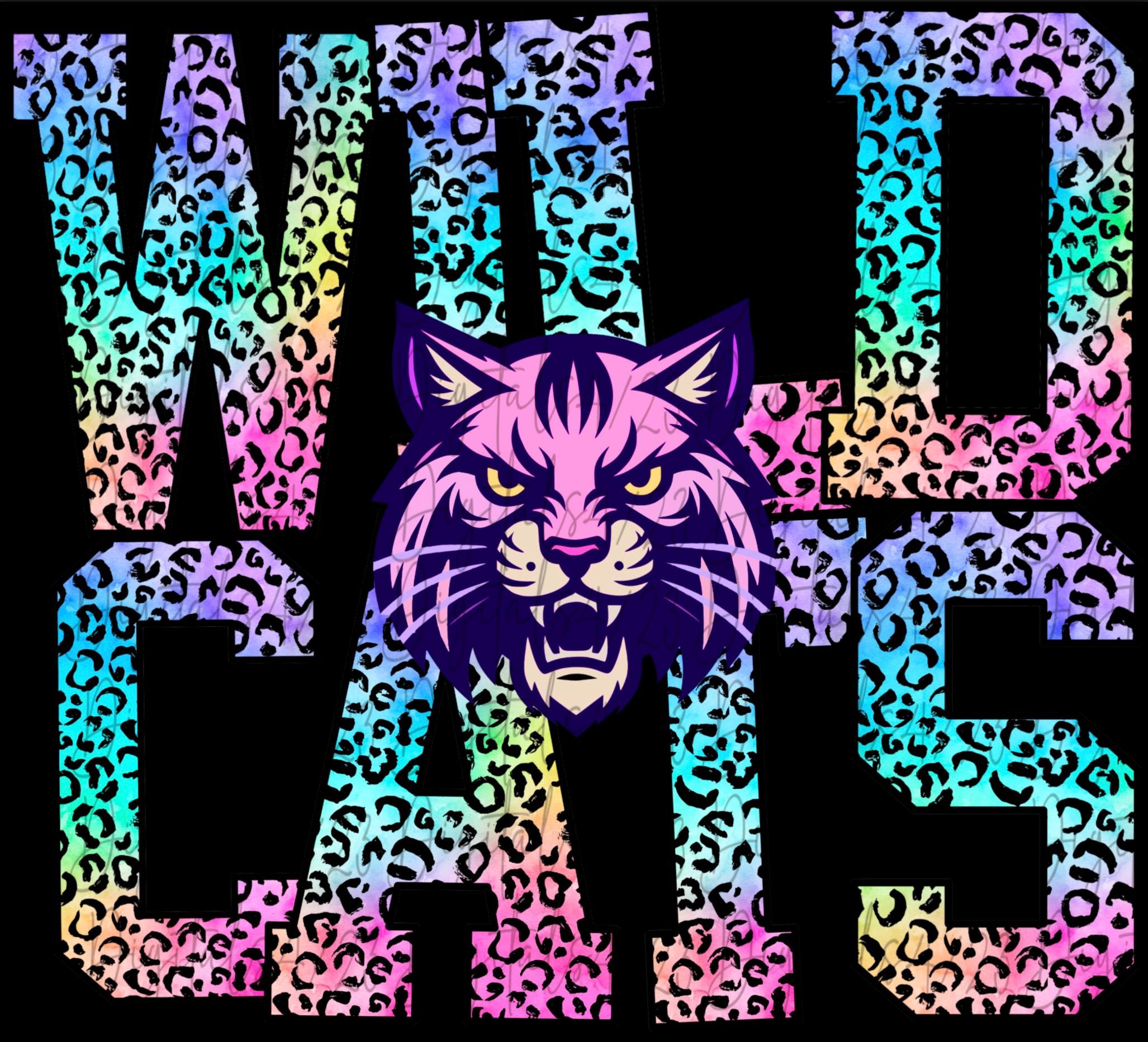Wildcats Bright Leopard Mascot PNG for DTF