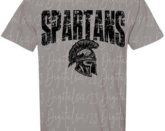 Spartans Distressed Black Mascot PNG for T-Shirts