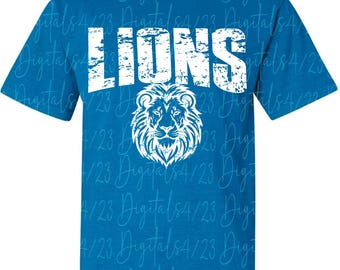 Lions Distressed White Mascot PNG for T-Shirts