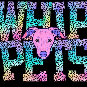 Whippets Bright Leopard Mascot PNG for DTF