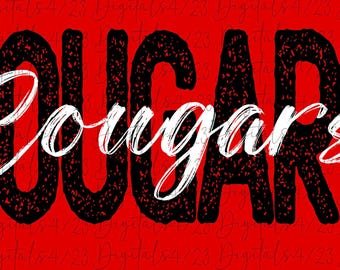 Cougars Black & White Mascot PNG Sublimation File