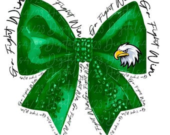 Eagles Coquette Bow Green Mascot PNG Sublimation File