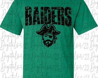 Raiders Distressed Black Mascot PNG for T-Shirts