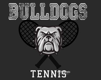 Bulldogs Tennis PNG | High School Tennis Shirt Design | Distressed Sublimation & DTF Digital Download
