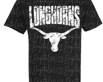 Longhorns Distressed White Mascot PNG for T-Shirts
