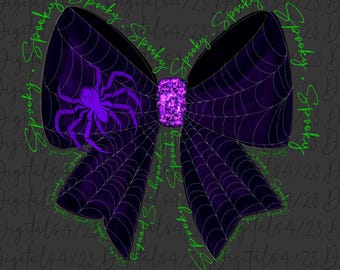 Spooky Spider Coquette Halloween Bow PNG