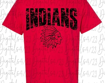 Indians Distressed Black Mascot PNG for T-Shirts