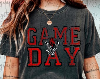 Game Day Basketball Broncos Red Spirit Wear PNG File For Shirts