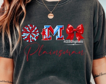 Plainsman Columbia Blue and Red Cheer Trio Mascot PNG File For Shirts