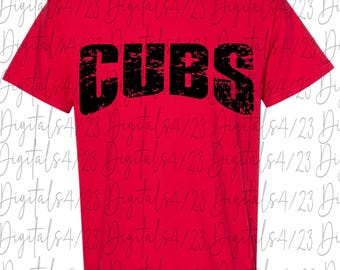 Cubs Distressed Black Mascot PNG for T-Shirts