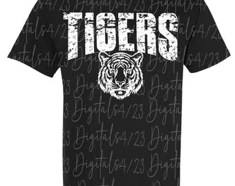 Tigers Distressed White Mascot-png voor T-shirts