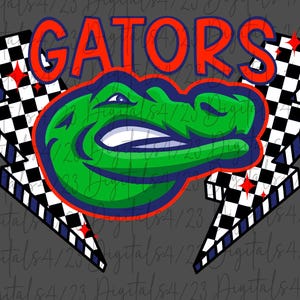Gators Checkered Lightning Mascot PNG