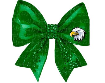 Eagle Coquette Bow Green Mascot PNG Sublimation File