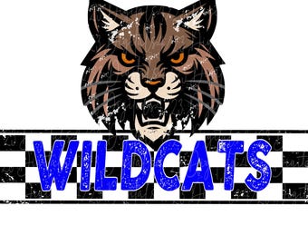 Wildcats Black Checker Mascot PNG File For Shirts