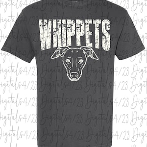 Whippets Distressed White Mascot PNG for T-Shirts