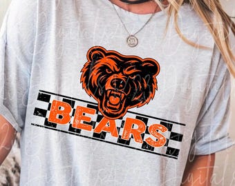Bears Orange and Black Checker Mascot PNG File For Shirts
