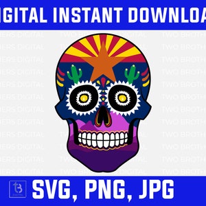 Arizona Sugar Skull SVG | Arizona SVG | Arizona Dia De Los Muertos | Sugar Skull SVG | Sugar Skull png | Day of the Dead