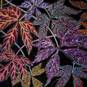 Cartão de felicitações: "Jacquard begônia" - cartão de folhas, arte em folhas, folhas de begônia, folhagens, cartão de outono/outono, de uma pintura de Liz Clarke