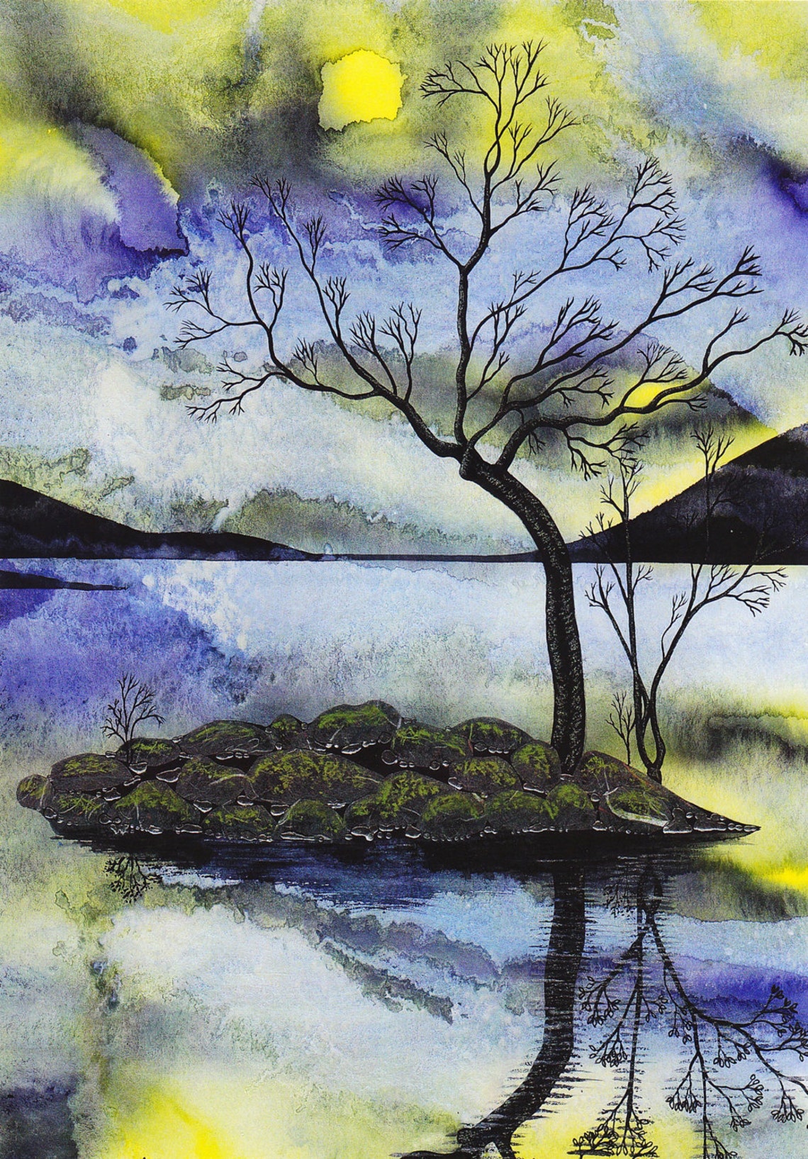 Greetings Card equinox Landscape Card Lake Etsy