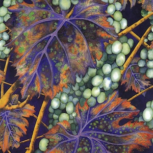 Carte de voeux: « Toscana » - carte de feuilles et des fruits, automne, automne, raisin, vigne, feuilles, Italie, vin, vert pourpre, d'un tableau de Liz Marsh