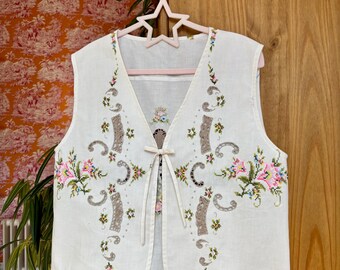 Embroidered Waistcoat Blouse. Size 16