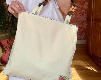 Wooden Handle Up Cycled Bag