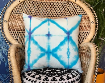 Shibori Tie Dye Cushion Cover. Blue