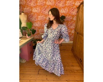 70s Inspired Floral Wrap Dress