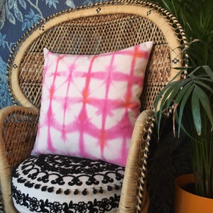 Shibori Tye Dye Cushion Cover. Pink image 1