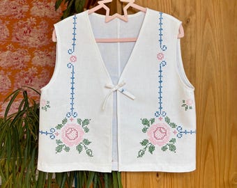 Embroidered Waistcoat Blouse. Size 12