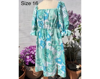 Green/Blue Flower Power Dress