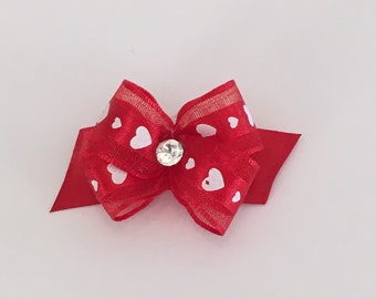 Dog Hair Bow shih tzu yorkie maltese dog show bow pet hair bows puppy love red hearts