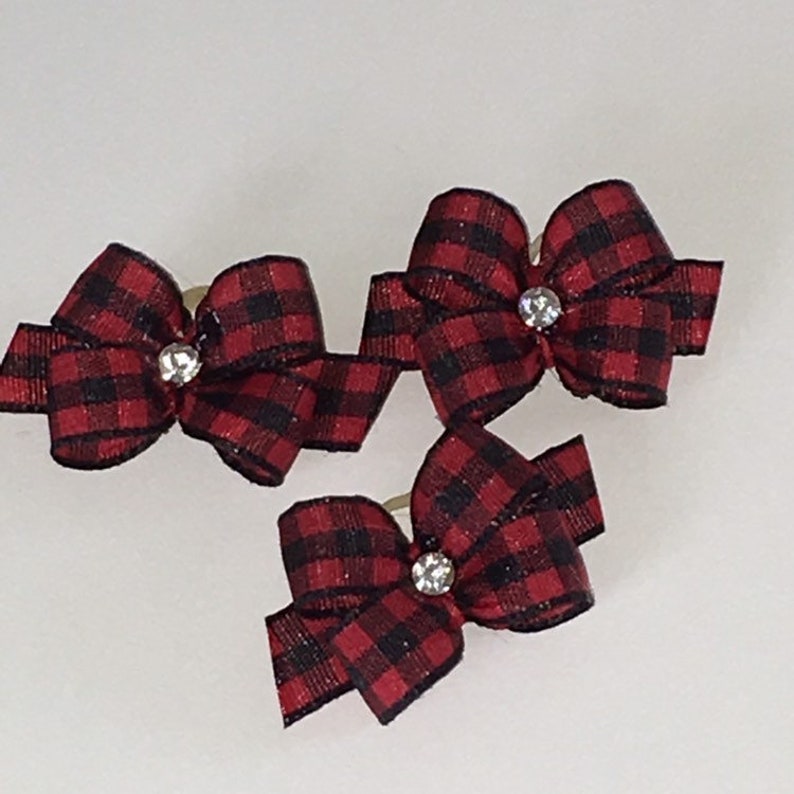 Maltese hair Bows,Yorkie hair Bows Small Dog Hair Bows Red and Black Hair Bows Shih tzu hairbows Dog Hair Bows poodle hair bows