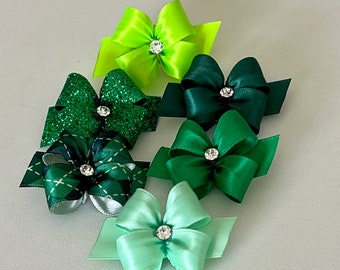 Green Dog Hair Bows, The 2inch Krisybelle Bow, Shih tzu hair, yorkie hair bow, maltese hair bow, dog hair bow, hair bows for dog