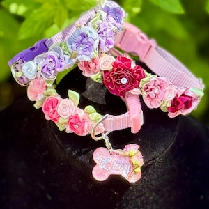 Krisybelle Rose Dog Collar, Adjustable, small dog collar