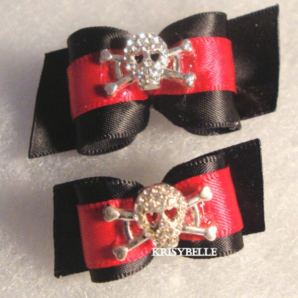Skull Dog hair Bow, Skull bow,  Maltese hair bow, yorkie hair bow, shih tzu bow, poodle bow, bichon bow